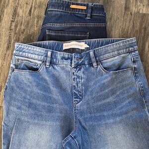 Soft Surroundings Women's Relaxed Denim Jeans in Light and Dark Blue